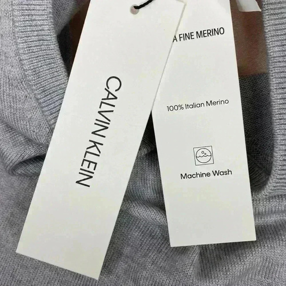 Calvin Klein NWT New Extra Fine Merino Wool Heroic Gray Men's Size Medium - Picture 8 of 8